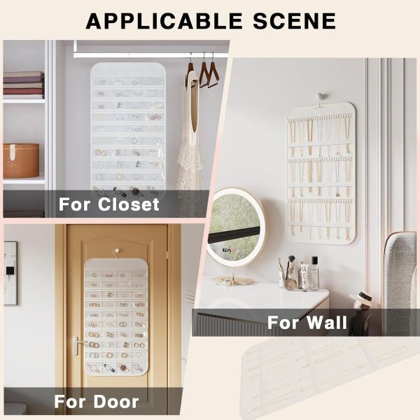 DonYeco Hanging Jewelry Organizer Rotatable Non-Woven Fabric-8