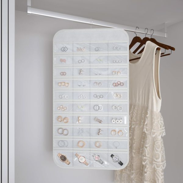 DonYeco Hanging Jewelry Organizer Rotatable Non-Woven Fabric-4
