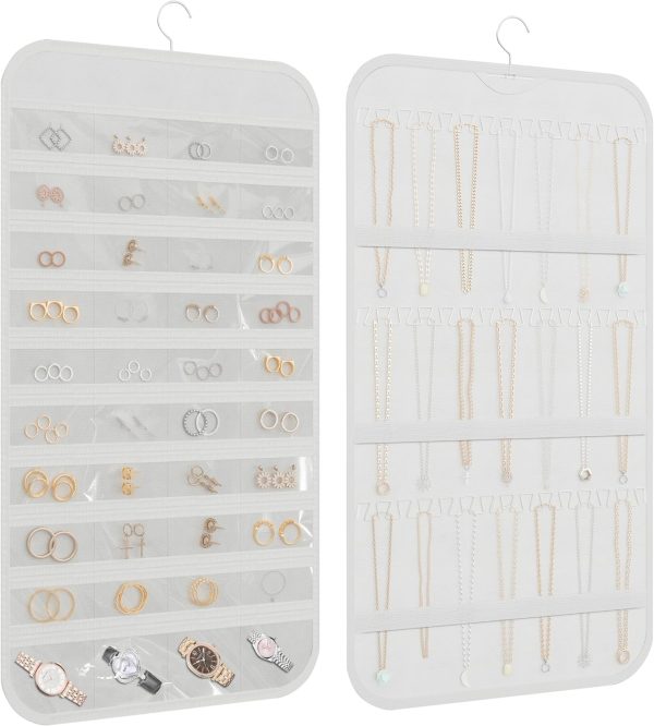 DonYeco Hanging Jewelry Organizer Rotatable Non-Woven Fabric-0