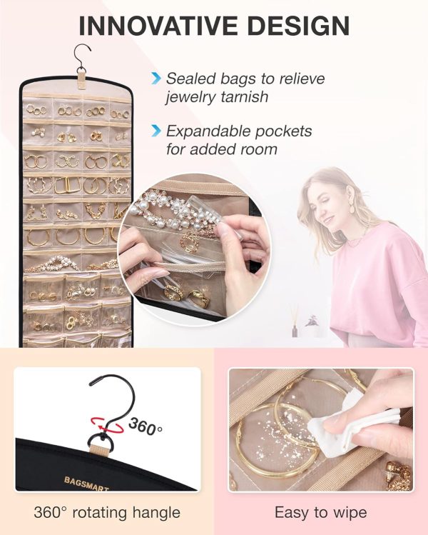 BAGSMART Hanging Jewelry Organizer Large Polyester-3