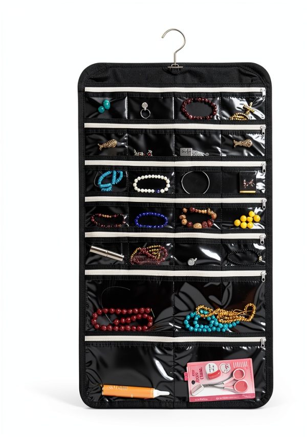 DIOMMELL Black Hanging Jewelry Organizer Fabric Large 47-1
