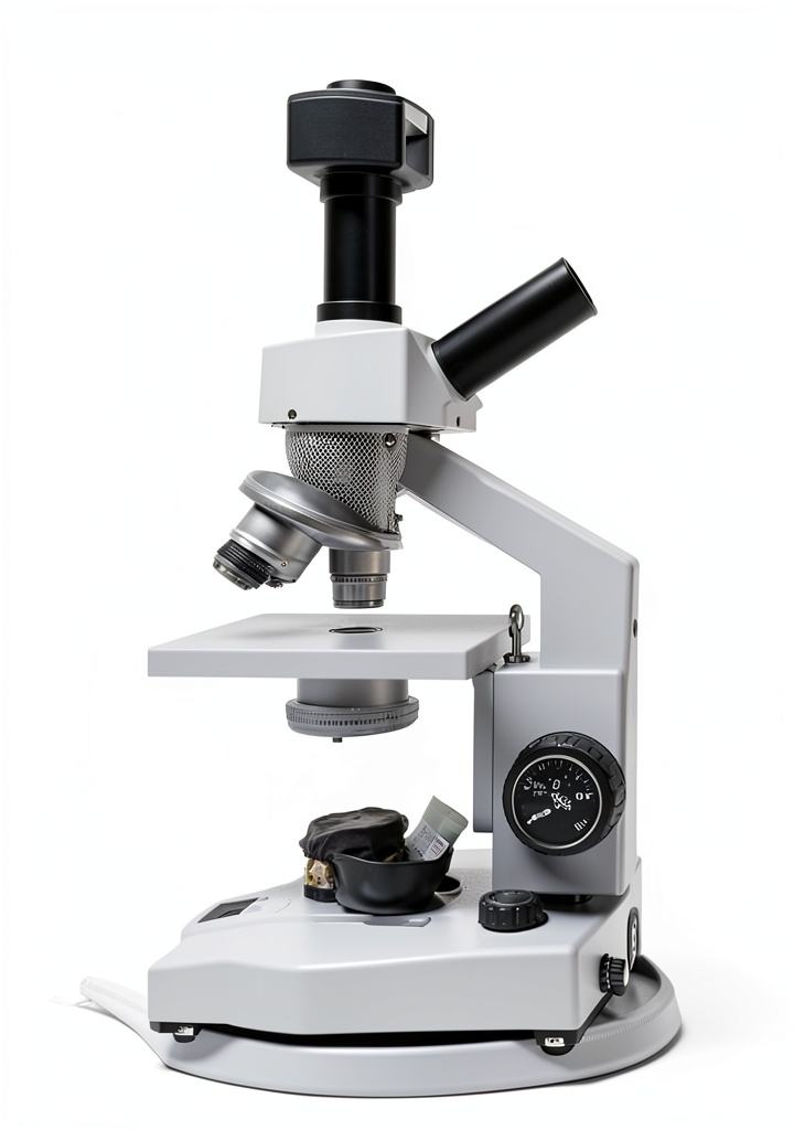 Installing Vabiooth White Microscope Dust Cover Medium Fit on a wooden desk