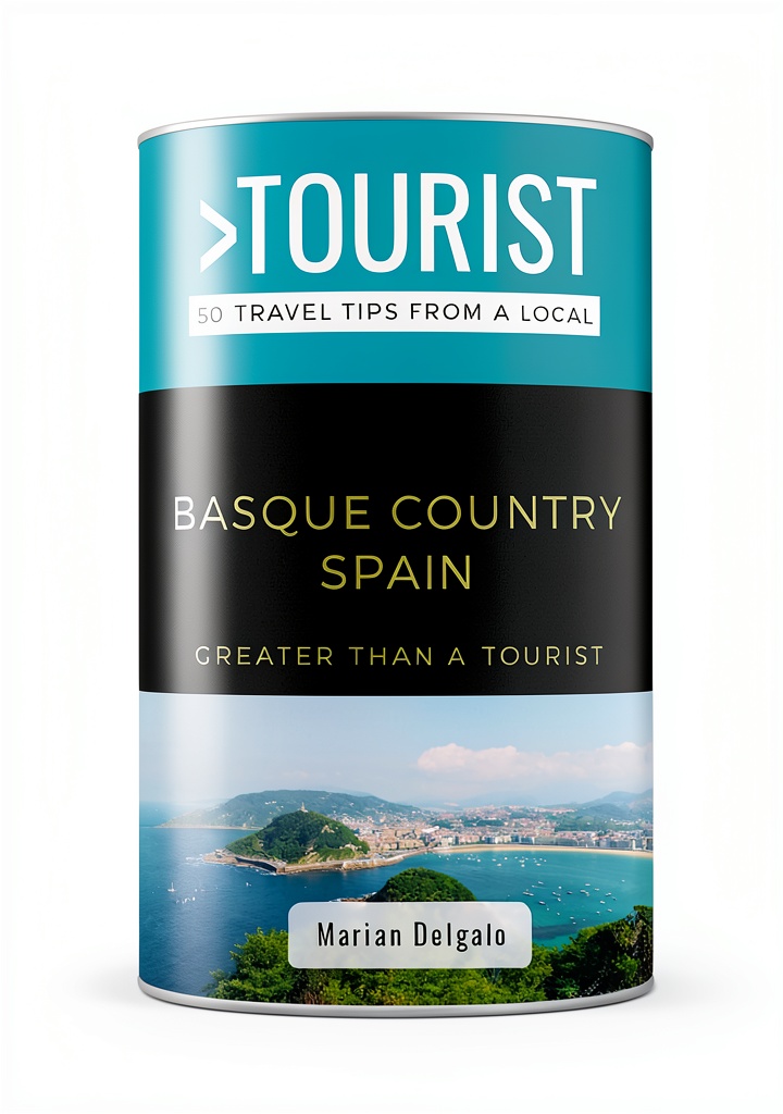 Installing Greater Than a Tourist Spain Basque Country Guide by CZYK Publishing on a wooden desk