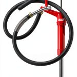 Lincoln 1335 Lever-Action Fluid Transfer Pump, Fits 16- to 55 Gallon Drums, 8.5 Fl. Oz. Per Stroke, 2" Bung, Brass Rings, 6' Removable Hose, Steel Outlet Nozzle, Check Valve, Multi-position Handle-0