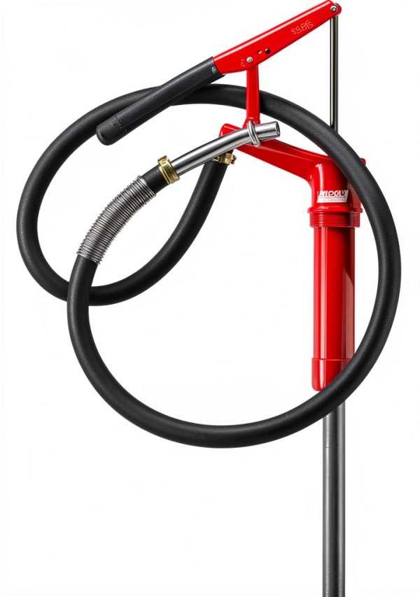 Lincoln 1335 Lever-Action Fluid Transfer Pump, Fits 16- to 55 Gallon Drums, 8.5 Fl. Oz. Per Stroke, 2" Bung, Brass Rings, 6' Removable Hose, Steel Outlet Nozzle, Check Valve, Multi-position Handle-0