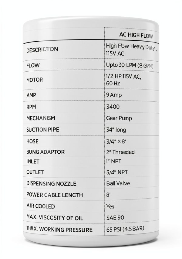 GROZ Heavy Duty Electric Oil Transfer Pump - 110V 115V 120V AC, 8 GPM Flow Rate, Self-Priming with 2-inch Bung Adaptor for 55 Gallon Drums (45555)-2