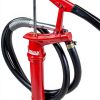 Lincoln 1335 Lever-Action Fluid Transfer Pump, Fits 16- to 55 Gallon Drums, 8.5 Fl. Oz. Per Stroke, 2" Bung, Brass Rings, 6' Removable Hose, Steel Outlet Nozzle, Check Valve, Multi-position Handle-1